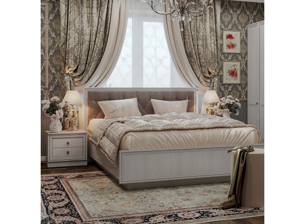 Кровать Люкс Paola 307 с подъемным механизмом, Ясень Анкор светлый Furor Brown Grey патина